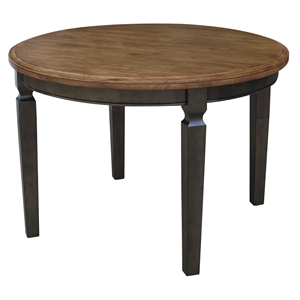 Pemberly Row 44 x 44 in Round Top Solid Wood Dining Table in Hickory/Washed Coal