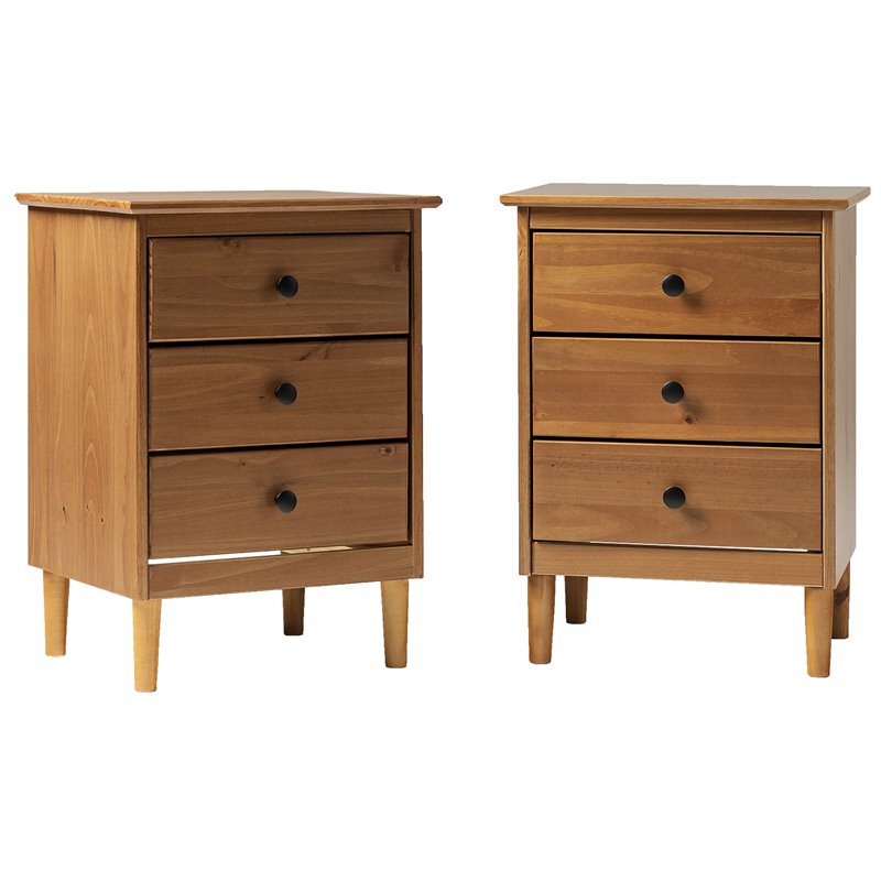 Pemberley Row Solid Pine Wood Caramel Nightstand Rectangular 25