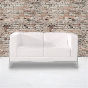 Pemberly Row Modern / Contemporary Leather Reception Loveseat in White