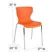 Pemberly Row Modern Plastic Dining Side Chair in Orange and Chrome