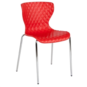 Pemberly Row Modern / Contemporary Plastic Dining Side Chair in Red