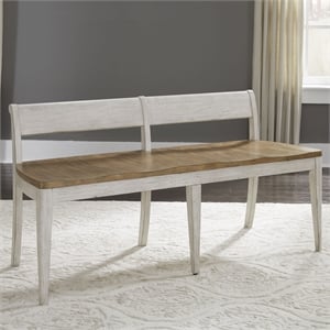 Pemberley Row Rubberwood Antique White Bench Rectangular 60.5&quot Unassembled