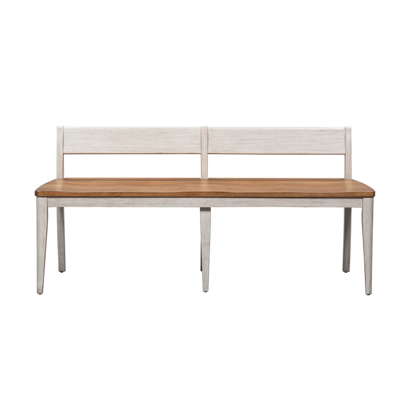 Pemberley Row Rubberwood Antique White Bench Rectangular 60.5