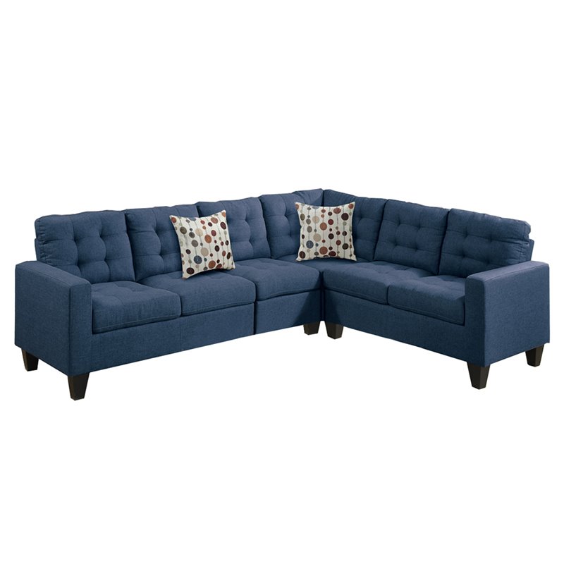 Pemberley Row Linen-Like Fabric Navy Sectional Sofa L-Shape Reversible 103