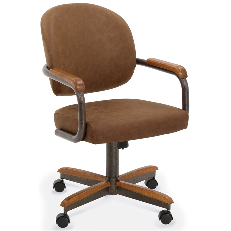 Pemberly Row Solid Wood Dining Chairs In Chestnut and Texture Bronze Finish