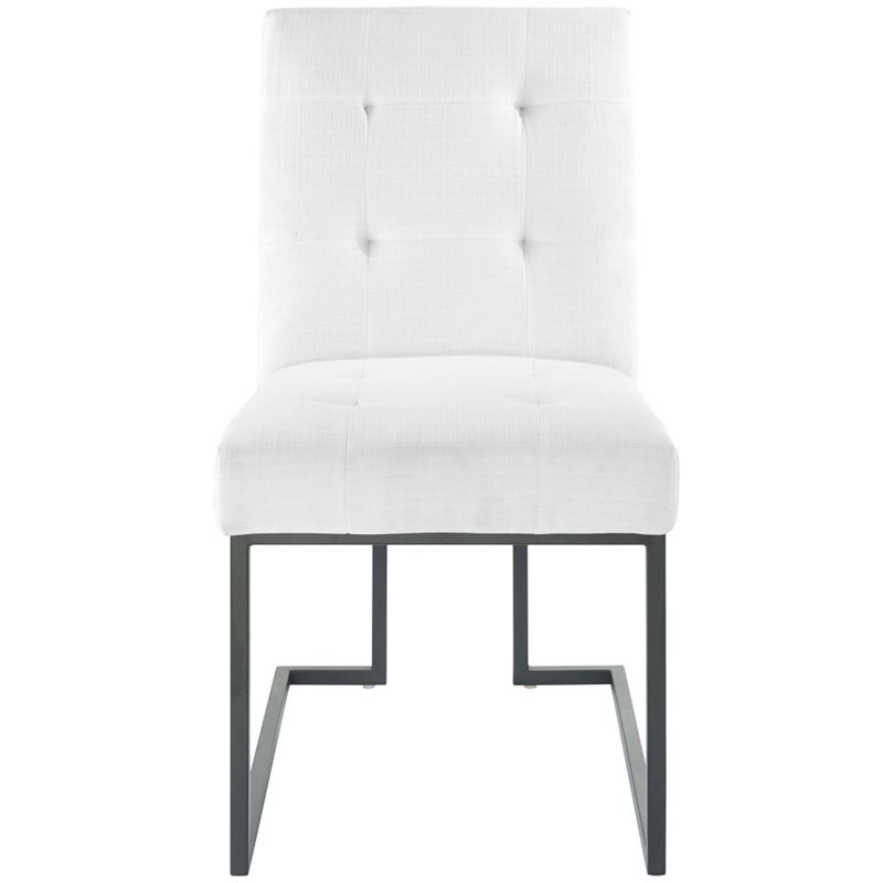 Pemberly Row Modern Fabric Upholstered Dining Chair in White/Black