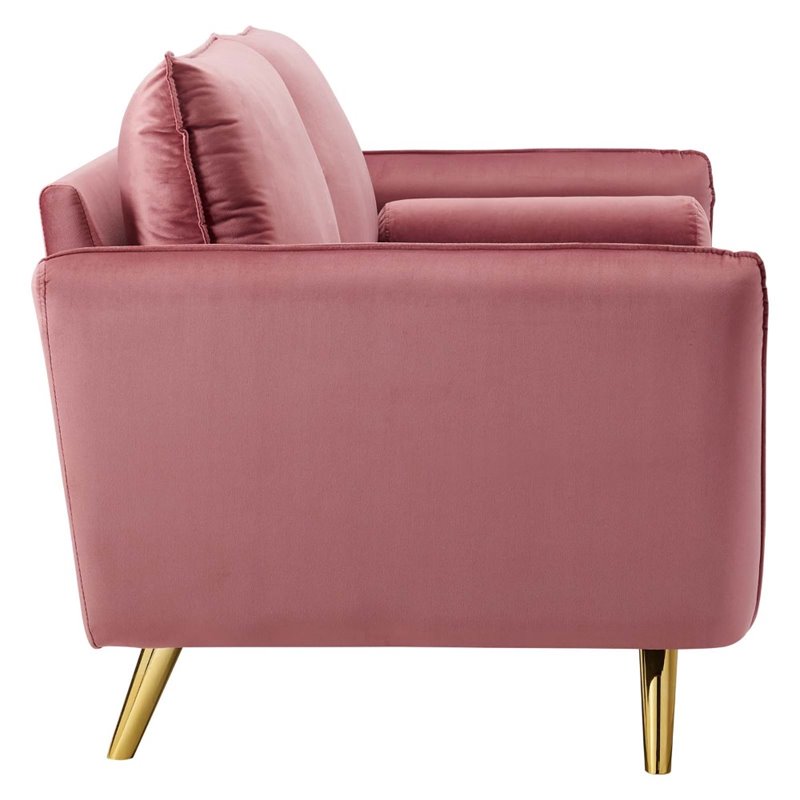 Pemberly Row Contemporary Performance Velvet Upholstered Sofa in Dusty Rose