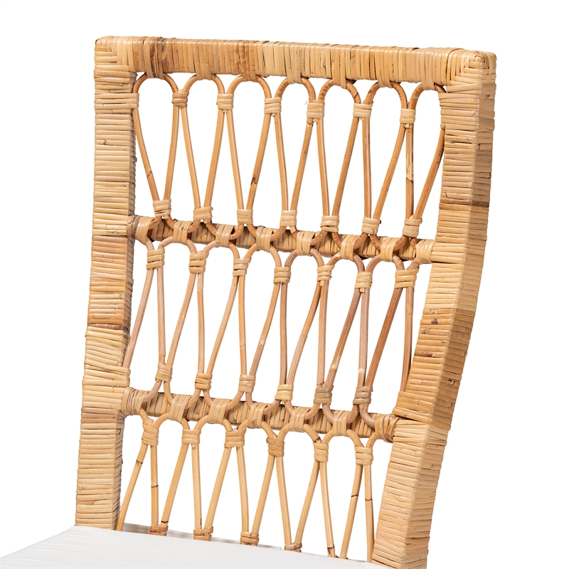 Pemberly Row Modern Natural Brown Rattan 2-Piece Dining Chair Set