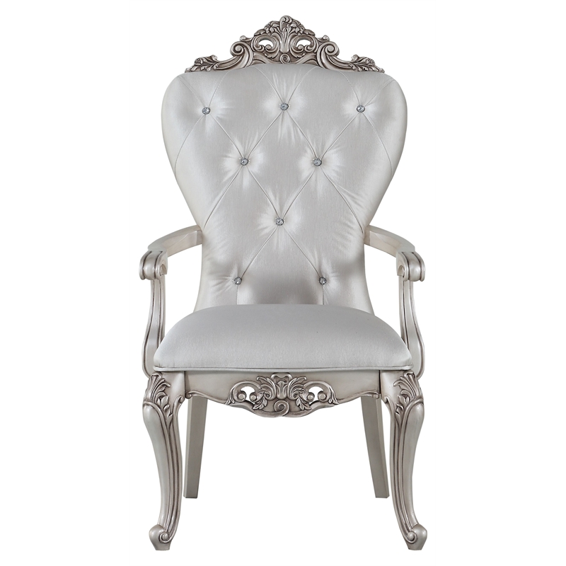 Pemberly Row Upholstered Tufted Arm Chair in Cream and Antique White Set of 2