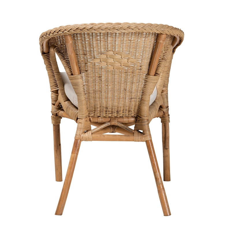 Pemberly Row Modern Bohemian Natural Brown Antique Rattan Dining Chair