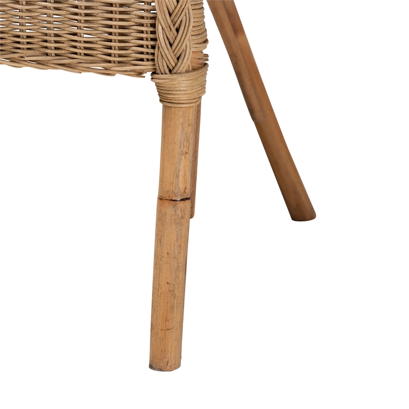 Pemberly Row Modern Bohemian Natural Brown Antique Rattan Dining Chair