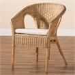 Pemberly Row Modern Bohemian Natural Brown Antique Rattan Dining Chair