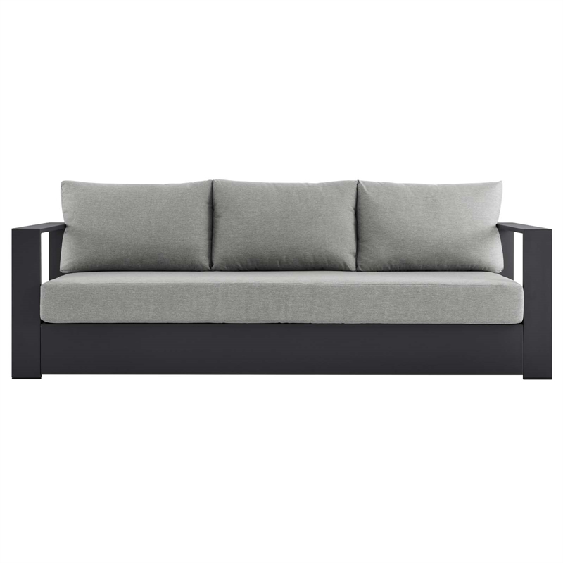 Pemberley Row Powder-Coated Aluminum Gray Outdoor Sofa Rectangular Weather-Resistant 89