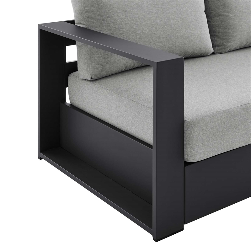 Pemberley Row Powder-Coated Aluminum Gray Outdoor Sofa Rectangular Weather-Resistant 89