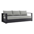 Pemberley Row Powder-Coated Aluminum Gray Outdoor Sofa Rectangular Weather-Resistant 89