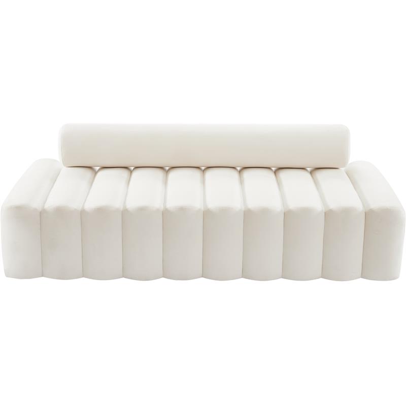 Pemberly Row Modern / Contemporary Upholstered Cream Velvet Sofa
