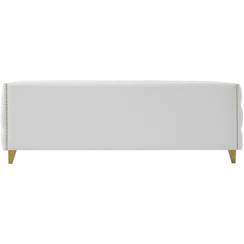 Pemberly Row Contemporary Faux Leather and Iron Sofa in White