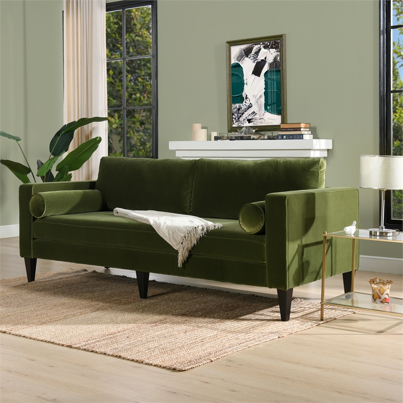 Pemberly Row Modern / Contemporary Lawson Sofa Olive Green Finish