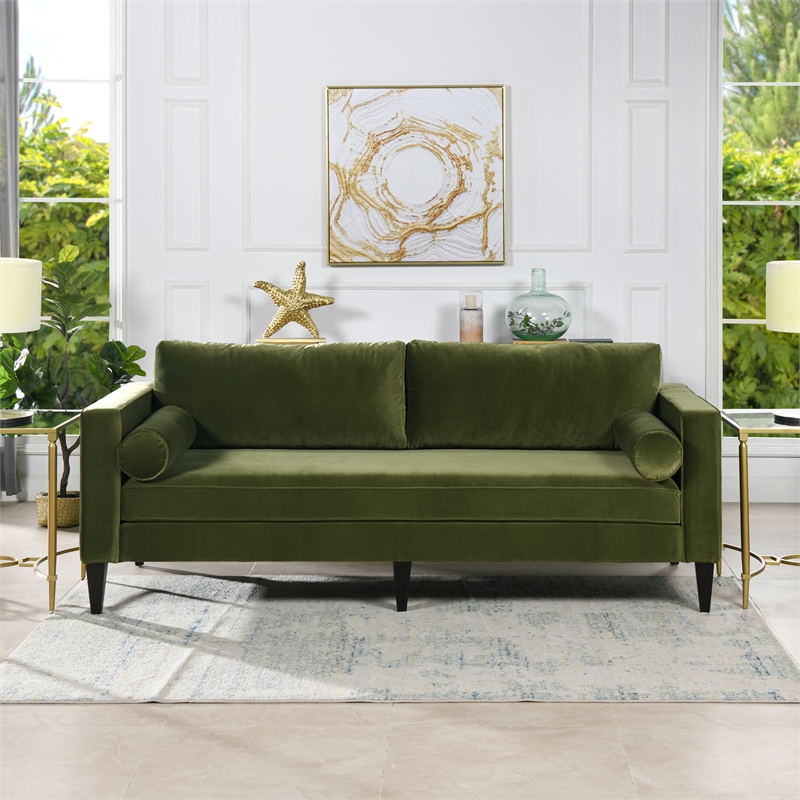 Pemberly Row Modern / Contemporary Lawson Sofa Olive Green Finish