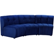 Pemberly Row Contemporary Modular Velvet Sofa with Deep Channel in Soft Navy