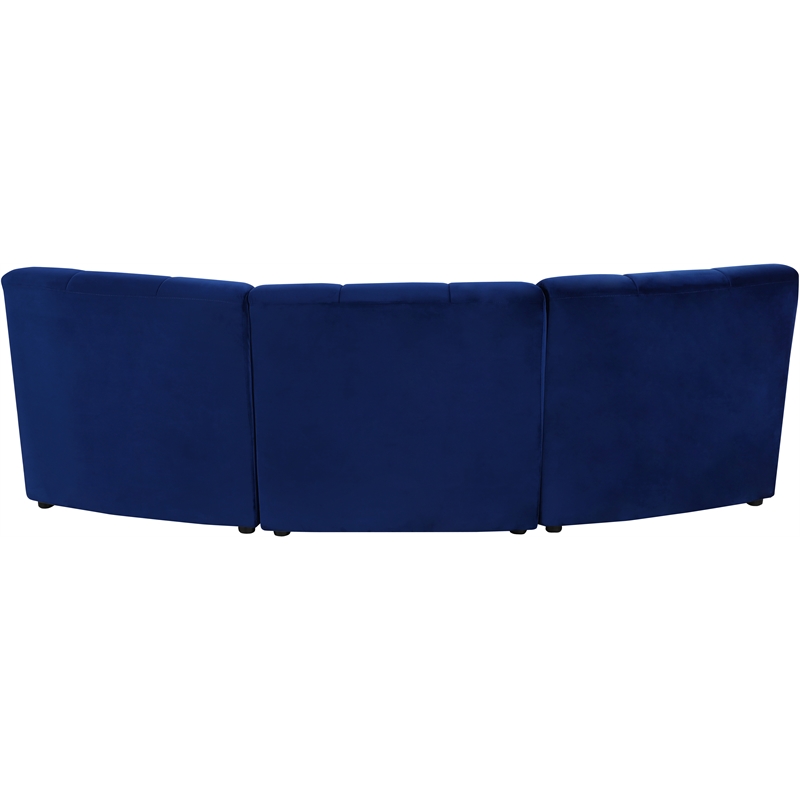 Pemberly Row Contemporary Modular Velvet Sofa with Deep Channel in Soft Navy