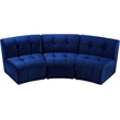 Pemberly Row Contemporary Modular Velvet Sofa with Deep Channel in Soft Navy