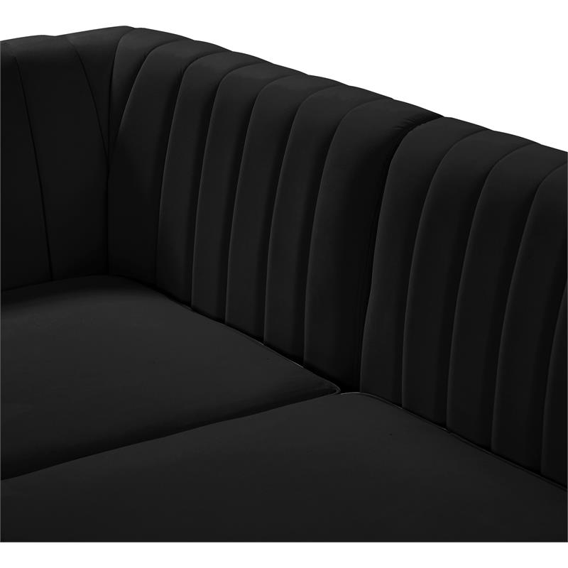 Pemberly Row Modern / Contemporary Black Velvet Modular Sofa