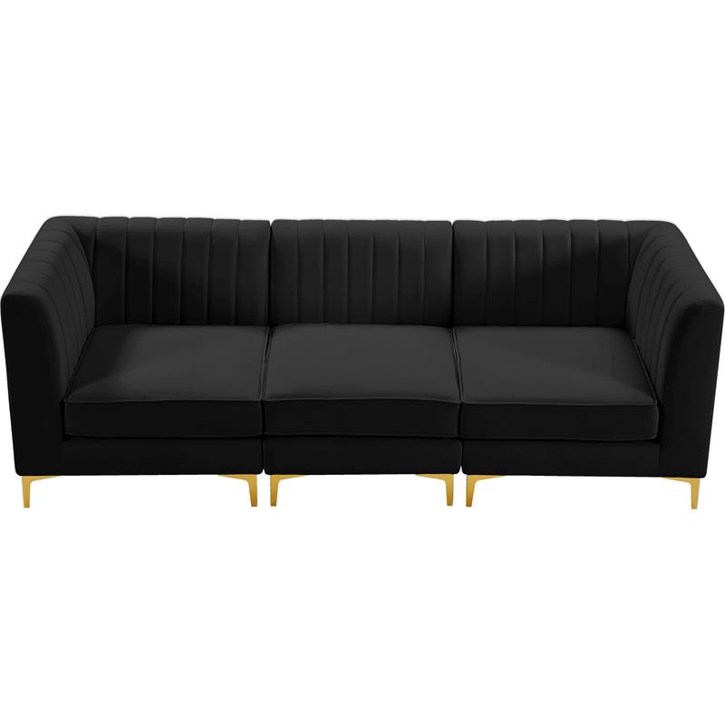 Pemberly Row Modern / Contemporary Black Velvet Modular Sofa