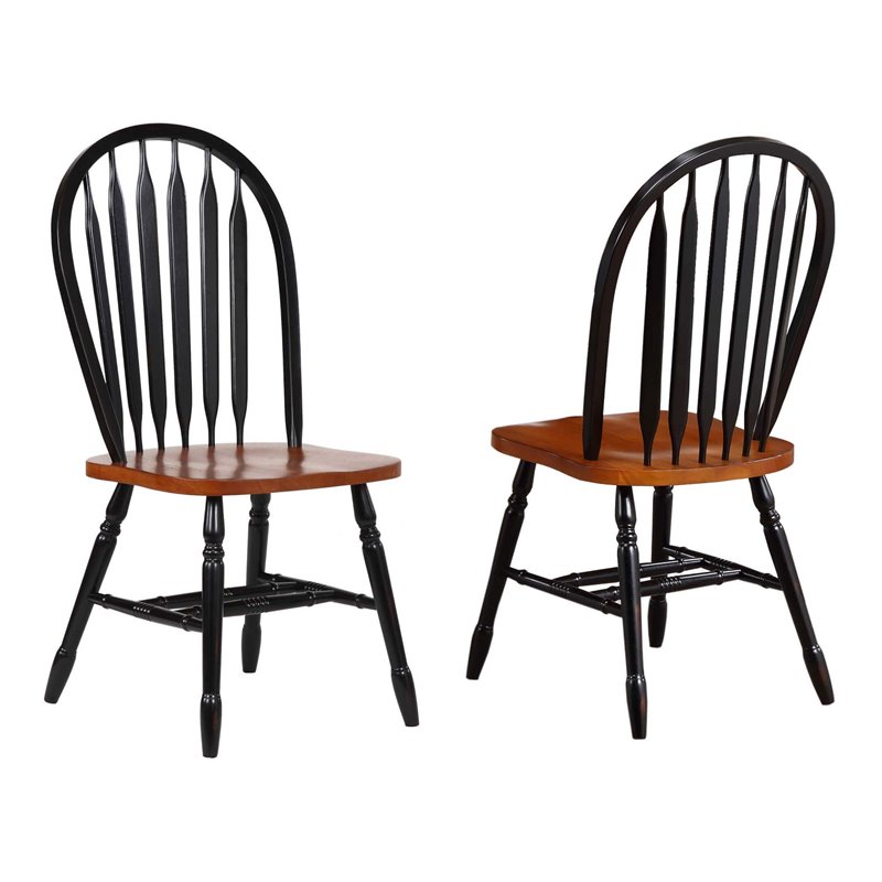 Pemberley Row Solid Wood Black Dining Side Chair Rectangular Fully Assembled Set of 2 38
