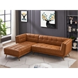 Pemberly Row Leather Upholstered Left Corner Sectional Couch in Tan