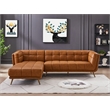 Pemberly Row Leather Upholstered Left Corner Sectional Couch in Tan