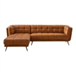 Pemberly Row Leather Upholstered Left Corner Sectional Couch in Tan