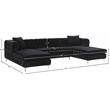 Pemberly Row Modern / Contemporary 3pc Velvet Sectional in Black