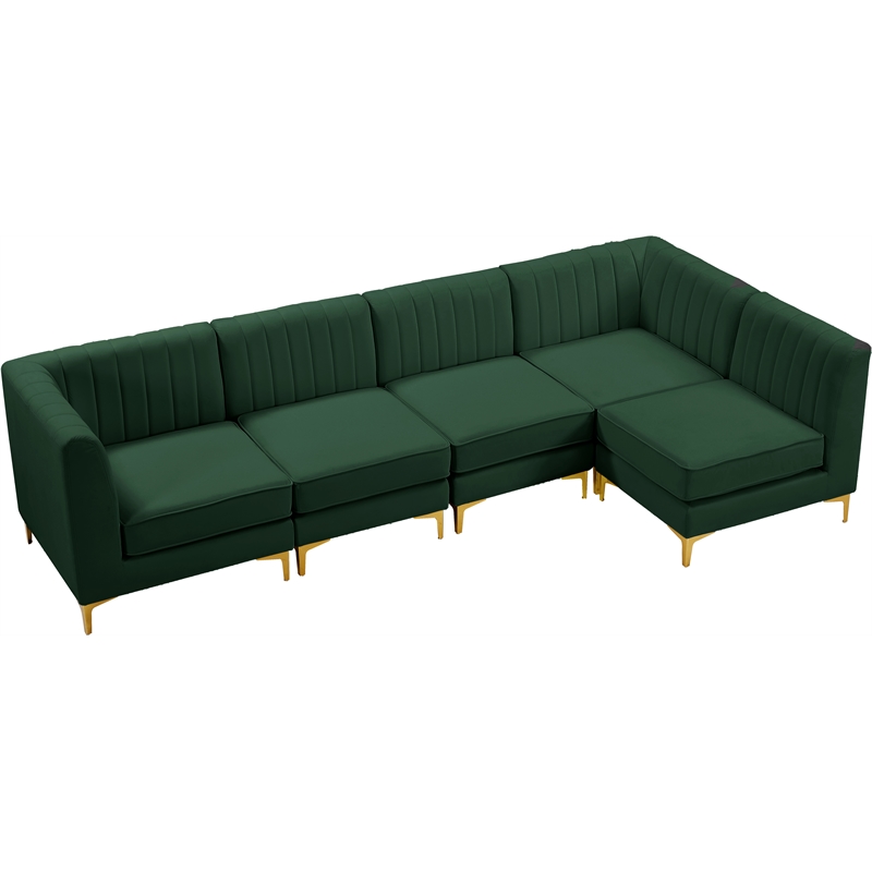 Pemberly Row Modern / Contemporary Green Velvet Modular Sectional