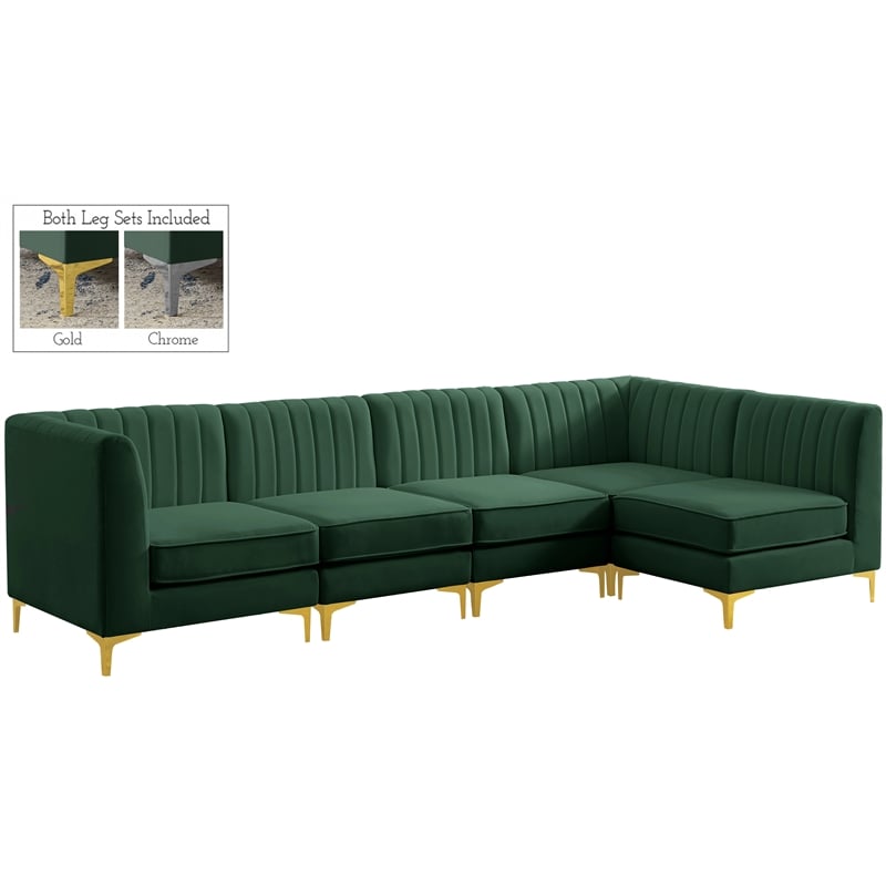 Pemberly Row Modern / Contemporary Green Velvet Modular Sectional