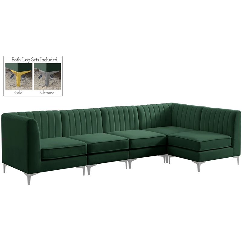 Pemberly Row Modern / Contemporary Green Velvet Modular Sectional