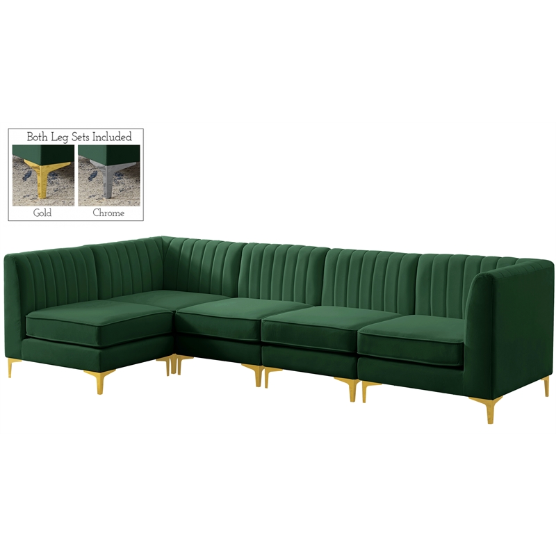 Pemberly Row Modern / Contemporary Green Velvet Modular Sectional