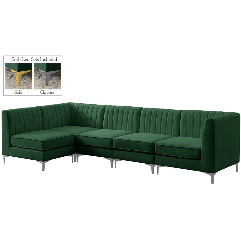 Pemberly Row Modern / Contemporary Green Velvet Modular Sectional