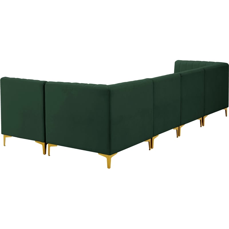 Pemberly Row Modern / Contemporary Green Velvet Modular Sectional