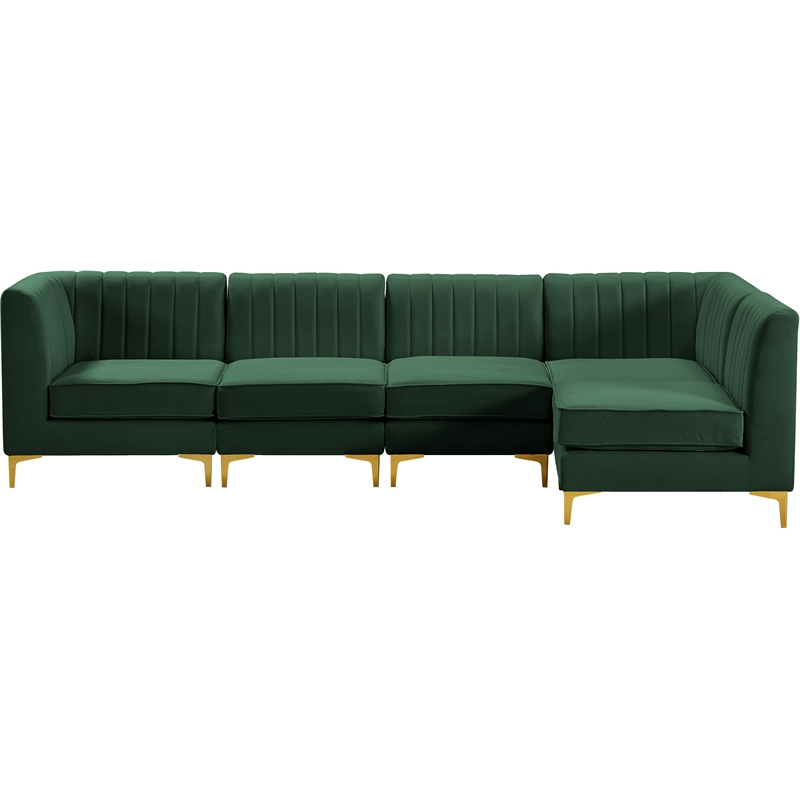 Pemberly Row Modern / Contemporary Green Velvet Modular Sectional