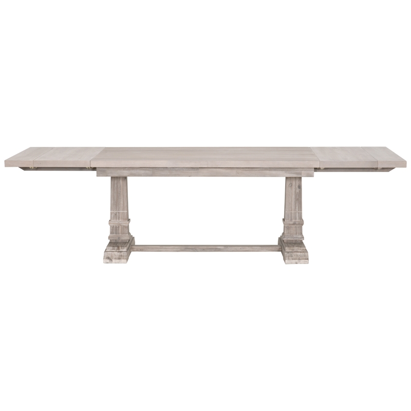 Pemberley Row Acacia Wood Gray Dining Table Rectangular Extendable 78
