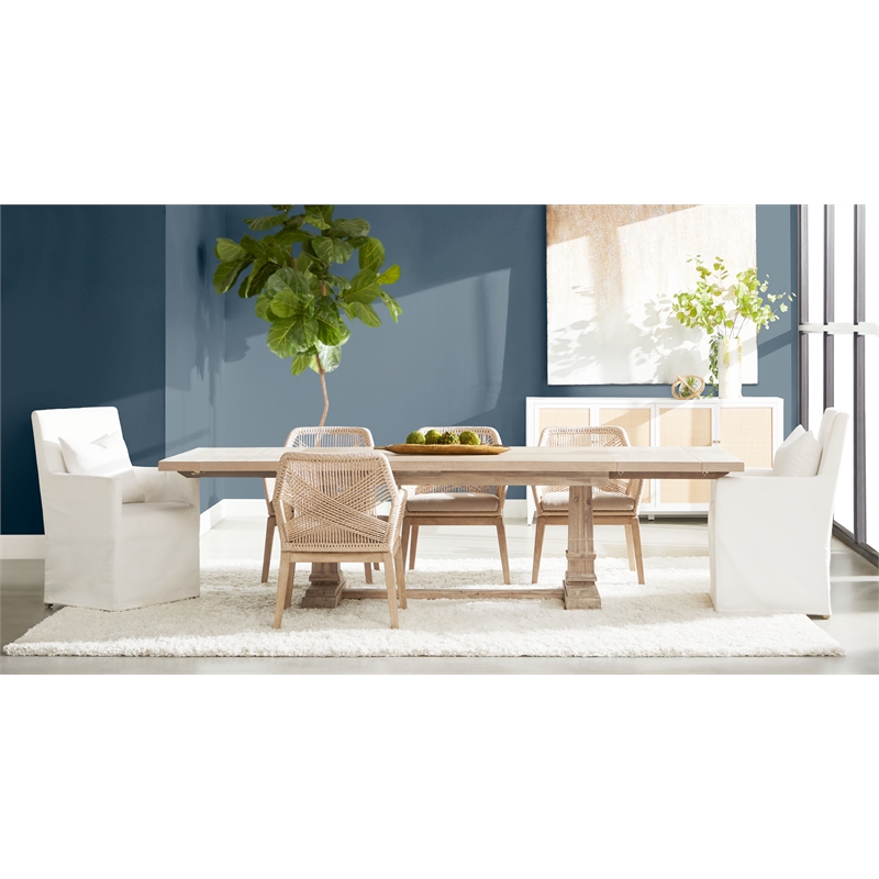Pemberley Row Acacia Wood Gray Dining Table Rectangular Extendable 78