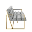 Pemberly Row Modern / Contemporary Leather Settee Loveseat Gray/Gold