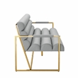 Pemberly Row Modern / Contemporary Leather Settee Loveseat Gray/Gold
