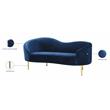 Pemberly Row Modern / Contemporary Velvet Loveseat in Navy Finish