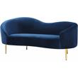 Pemberly Row Modern / Contemporary Velvet Loveseat in Navy Finish