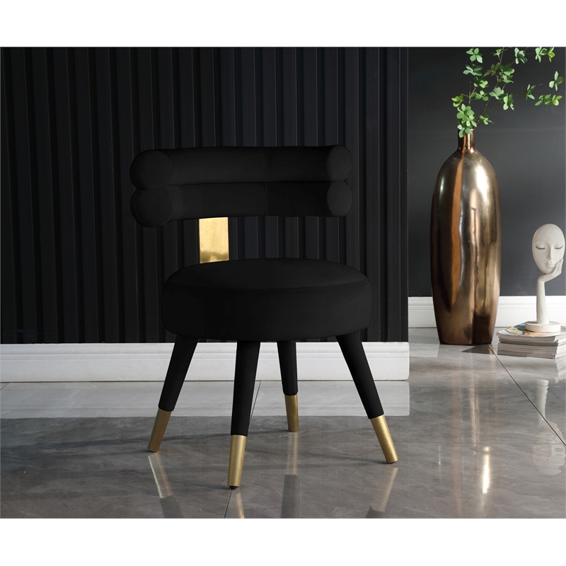 Pemberly Row Modern / Contemporary Black Velvet Dining Chair (Set of 2)