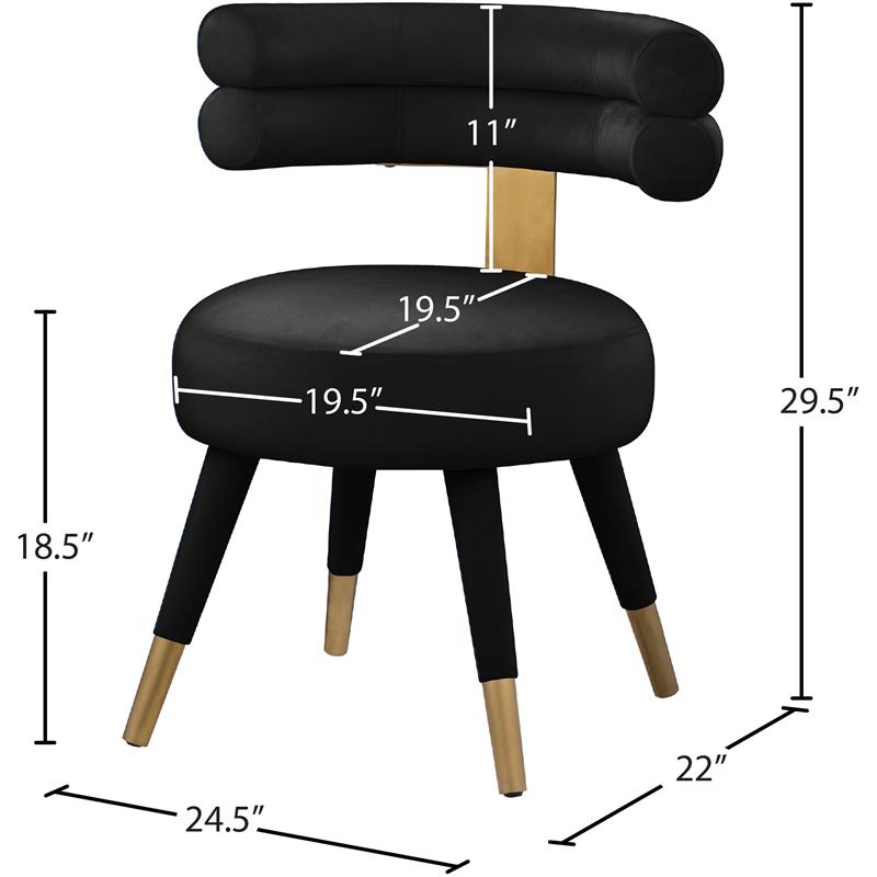 Pemberly Row Modern / Contemporary Black Velvet Dining Chair (Set of 2)
