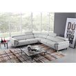 Pemberly Row Modern Italian Leather Sectional in Light Gray Finish