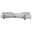 Pemberly Row Modern Italian Leather Sectional in Light Gray Finish